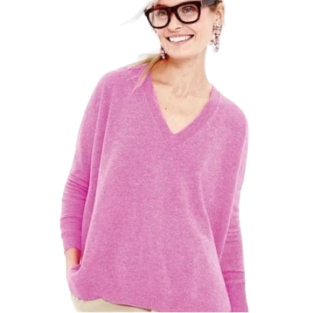 J.Crew Pink Wool Linen V-Neck Sweater Size Medium - Picture 7 of 7
